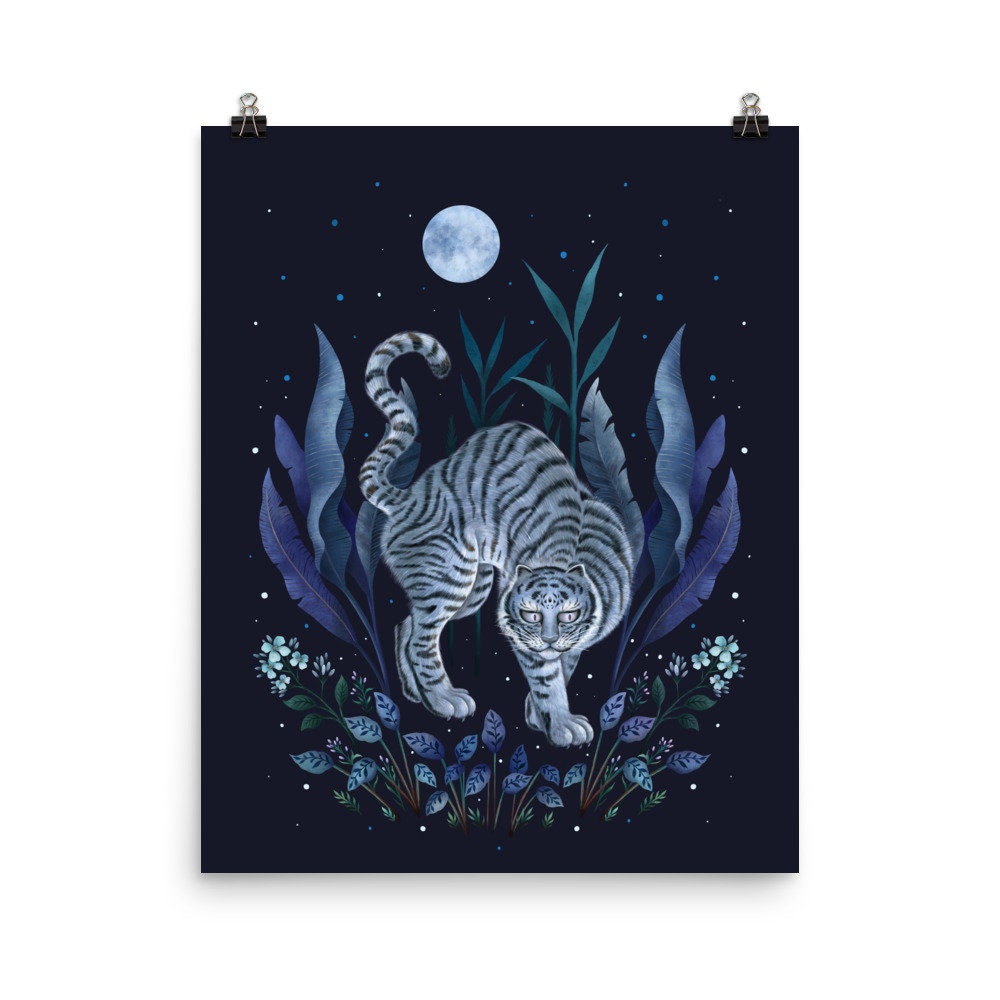 Giclée Print Poster, Year of the Tiger Blue Night Art Print
