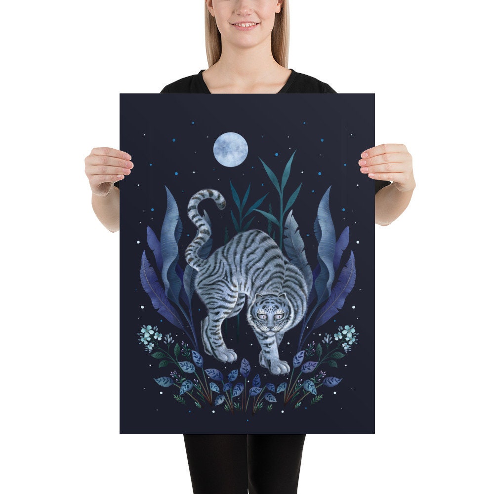Giclée Print Poster, Year of the Tiger Blue Night Art Print