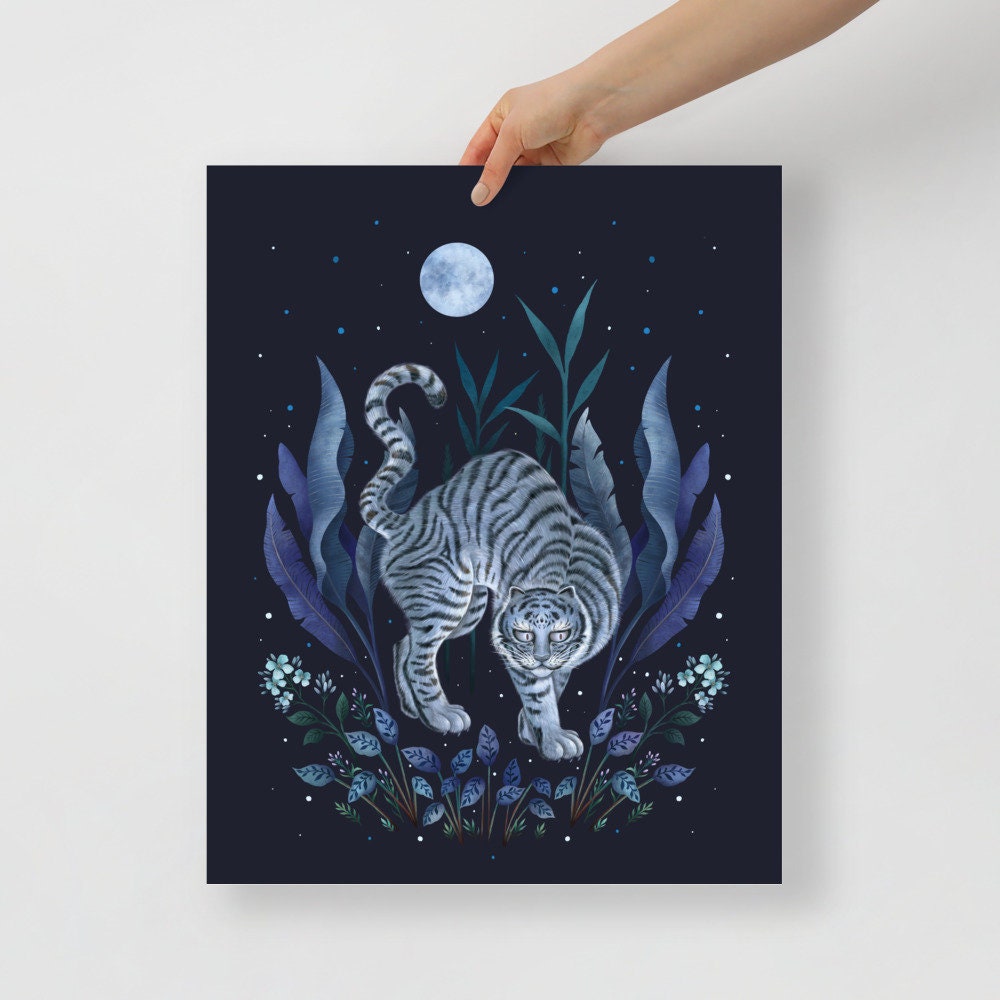 Giclée Print Poster, Year of the Tiger Blue Night Art Print